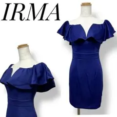 IRMA✨イルマ✨ミニ丈ドレス キャバ ナイトタイト袖フリル ブルー 青 S