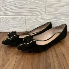 【Chloé／クロエ】リボン付き フラットシューズ パンプス ブラック 38のサムネイル