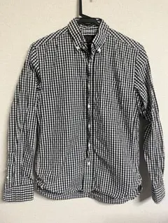 BEAMS PLUS ボタンダウンシャツ チェック柄 長袖 白/黒 XS