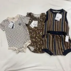 新品&mignon とcottoliロンパースセットアップ3点セットバースデイ