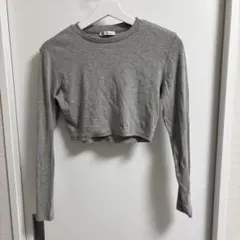 ZARA M クロップド丈 ショート丈 長袖 Tシャツ トップス