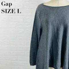 Gap ギャップ メリノウール100% フレアニット Aライン チャコール Lのサムネイル