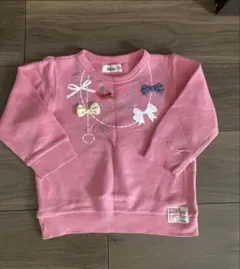 Bobson ピンク リボン刺繍 トレーナー 95