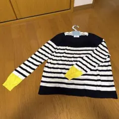 ZARA ネイビー・ホワイト・イエローニットセーター L