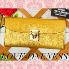 ❤️【３月５日最強開運日】高級感×シンプルデザイン大人お洒落総本革長財布金ゴールド