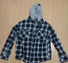 LOGOS DAYS ロゴスデイズ ネルシャツ パーカー付 LL 白黒 チェック