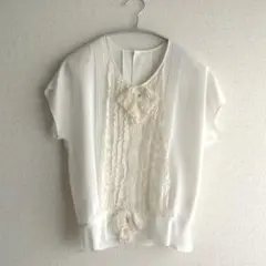 INGEBORG インゲボルグ　フレンチスリーブ リボン レース フリルブラウスのサムネイル