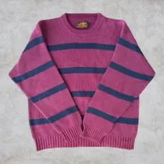 【美品】80s 黒タグ Eddie Bauer コットンボーダーニット 好配色のサムネイル