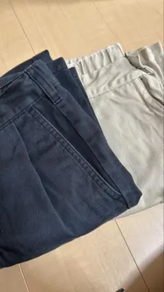 GU シェフパンツ　ブラック＆ベージュ　2点セット