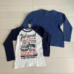 《ユニクロ》他　男の子 ロンT　2枚セット　ブルー　無地　バイク　120