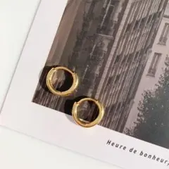 #54-01 ピアス フープピアス 11mm シンプル ゴールド S925 韓国
