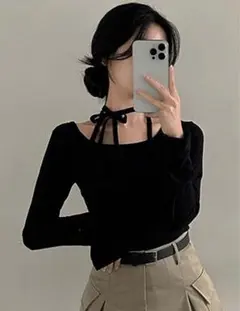 SHEIN DAZY 長袖 秋冬 レディース 黒 トップス 人気トップ Mサイズ