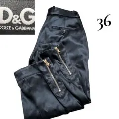 D&G 光沢ブラック ジッパー付パンツ