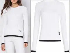 新品 Calvin Klein Jeans 裾ロゴ クルーネックケーブルニットのサムネイル