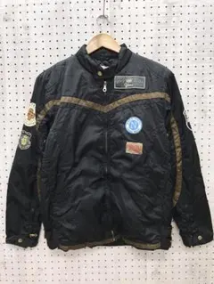 平成 バイカー 古着 メニー ワッペン 刺繍 ナイロン レーシングジャケット