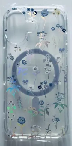 iPhone17ケース MagSafe対応 花柄 透明 キラキラ ラインストーン