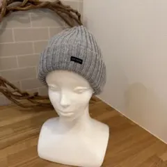 新品・未使用　グレー　折り返し　子供用ニット帽 ニット帽 サイズ54cm