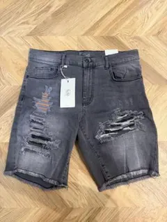 ZARA MAN デニムショートパンツ ダメージ加工 グレー 38