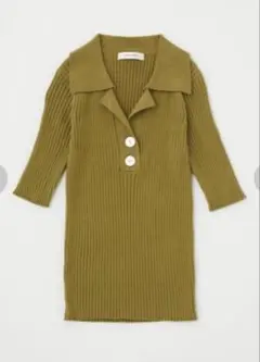 MOUSSY OPEN COLLAR ニットポロ グリーン