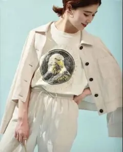 spick ＆ spanコットンリネンショートジャケット デニムミリタリー白