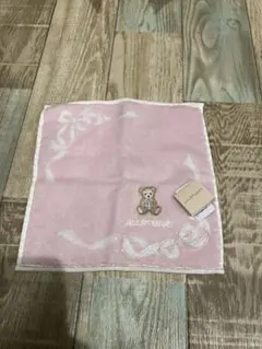 新品未使用　ジルスチュアート テディベア刺繍 タオルハンカチ ピンク