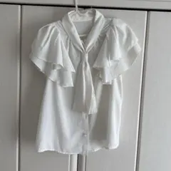 GRL 白半袖シャツ ブラウス ネクタイ風
