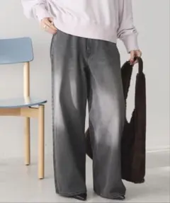 【AMERICAN HOLIC】ジーンズ デニムパンツ ワイドデニム　グレー