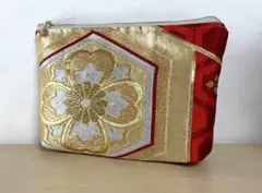 No.469 ファスナー20cm 化粧 ポーチ　 1点物　帯リメイク