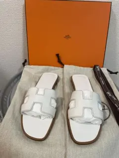 付属品 エルメス エズ 36 サンダル ウェッジソール 23cm ホワイト