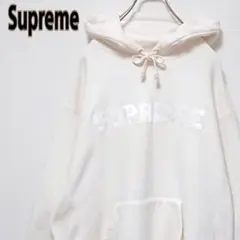 Supreme 슈프림 아플리케 자수 로고 아이보리 계 까마귀
