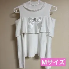 【美品✨】リボンつきオフショルダーニット　眞白ありす×しまむら