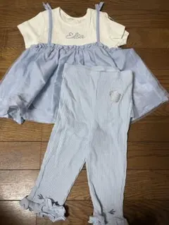 エルサ刺繍付き水色トップス＆レギンスセット