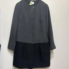 grove ノーカラーコート バイカラー　切替　Lサイズ　ワールド　匿名配送