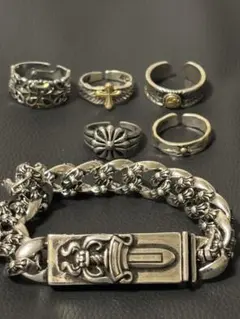 メキシカンジュエリーシルバーリングセットy2kヴィンテージ指輪アクセサリークロス