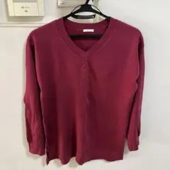 GU セーター　ニット　Vネック　ピンク系　Lサイズ