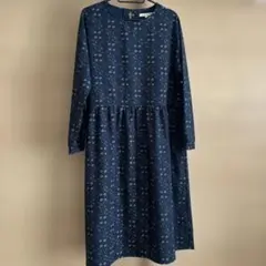 northobject花柄長袖ロングワンピース ネイビー 　フリーサイズ（新品）