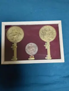 昭和天皇即位50年 八咫鏡 金鏡 銀鏡 昭和レトロ アンティーク レア