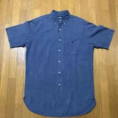 ラルフローレン　半袖シャツ　チェック柄　ブルー系　Sサイズ