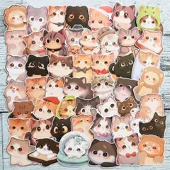 【№663】可愛い ネコちゃん ５０枚 フレークシール