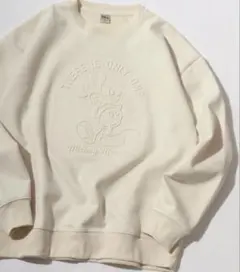 Disneyミッキーマウスレトロイラスト エンボス加工ビッグシルエットスウェット