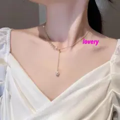 韓国でも大人気☆ リーフパールネックレス　結婚式　卒業式　パールネックレス