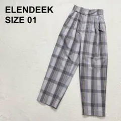 エレンディーク ハイウエストペグトップチェックパンツ シルク混（1726）のサムネイル