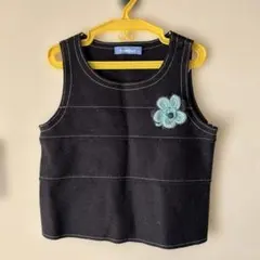 familiar 黒 ベスト 120サイズ 花モチーフ