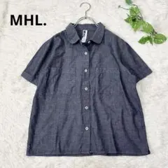 マーガレットハウエル＊MHL. コットンリネンブラウス　ラウンドカラー　半袖　L