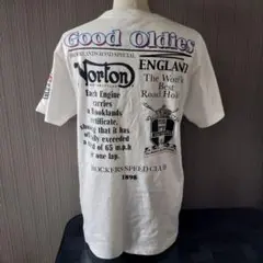 Norton グラフィックプリント 　Tシャツ 　Vネック　Ｌサイズ　刺繍