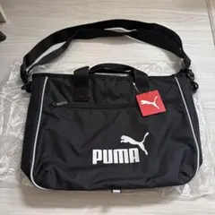 PUMA プーマ レッスンバッグ ショルダーバッグ ブラック×シルバーロゴ小学校のサムネイル