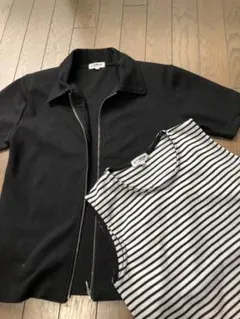 アンサンブル　ジャケット　ボーダーノースリーブ