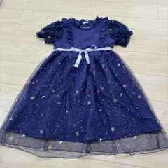 axes femme 紺色　星空柄 チュール 半袖ワンピース 150cmのサムネイル