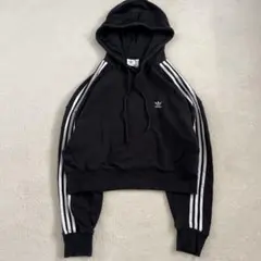 adidas ショート丈パーカー 3ライン オーバーサイズ y2k ストリート