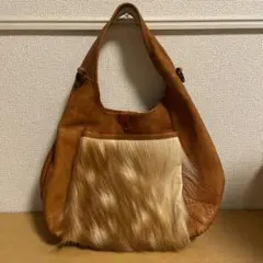 ハラコ ワンショルダーバッグ ブラウン